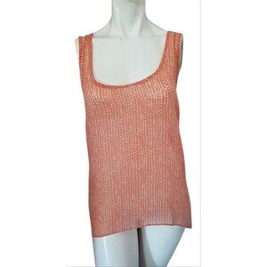 Zena Sheer Polka Dot Tank Blouse Sz Large Womens Peach Assymetrical